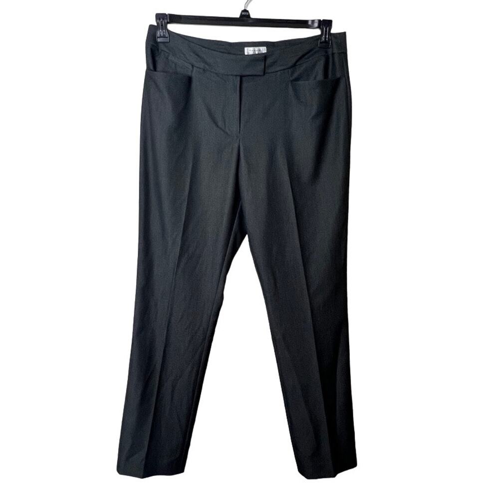 Tahari ASL Straight-Leg Modern Trousers Dark Grey Womens Size 14